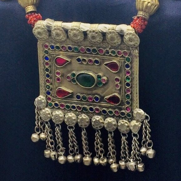 Red and Blue Beaded Pendant NecklaceBohemian Necklace - Picture 7 of 9